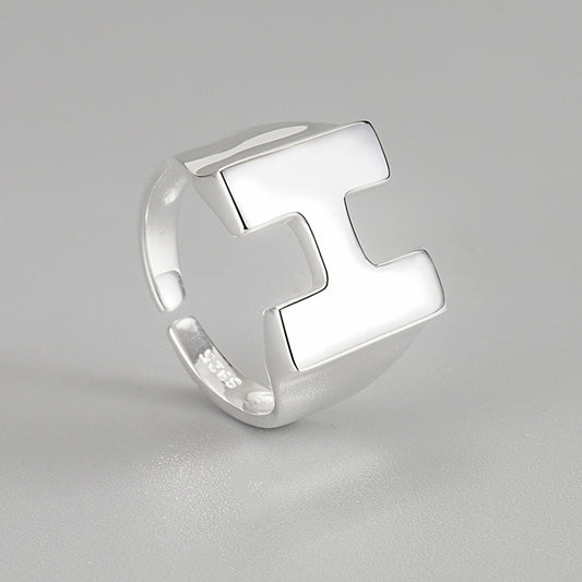 Adjustable Sterling Silver Initial H Ring 925 Open Letter Ring Fashion Jewelry For Her Women Girls Gift Open Ring