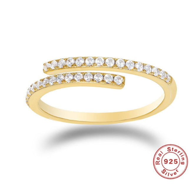 Womens Sterling Silver Ring With Diamond Accent Vintage Geometric Design Adjustable Opening 925 Silver Korean Jewelry