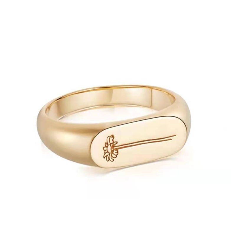 Womens Ring Titanium Steel Gold Plated Ring Flower Ring Daisy Ring Signet Ring Geometric Ring Fashion Jewelry Gift For Her European And American Ring