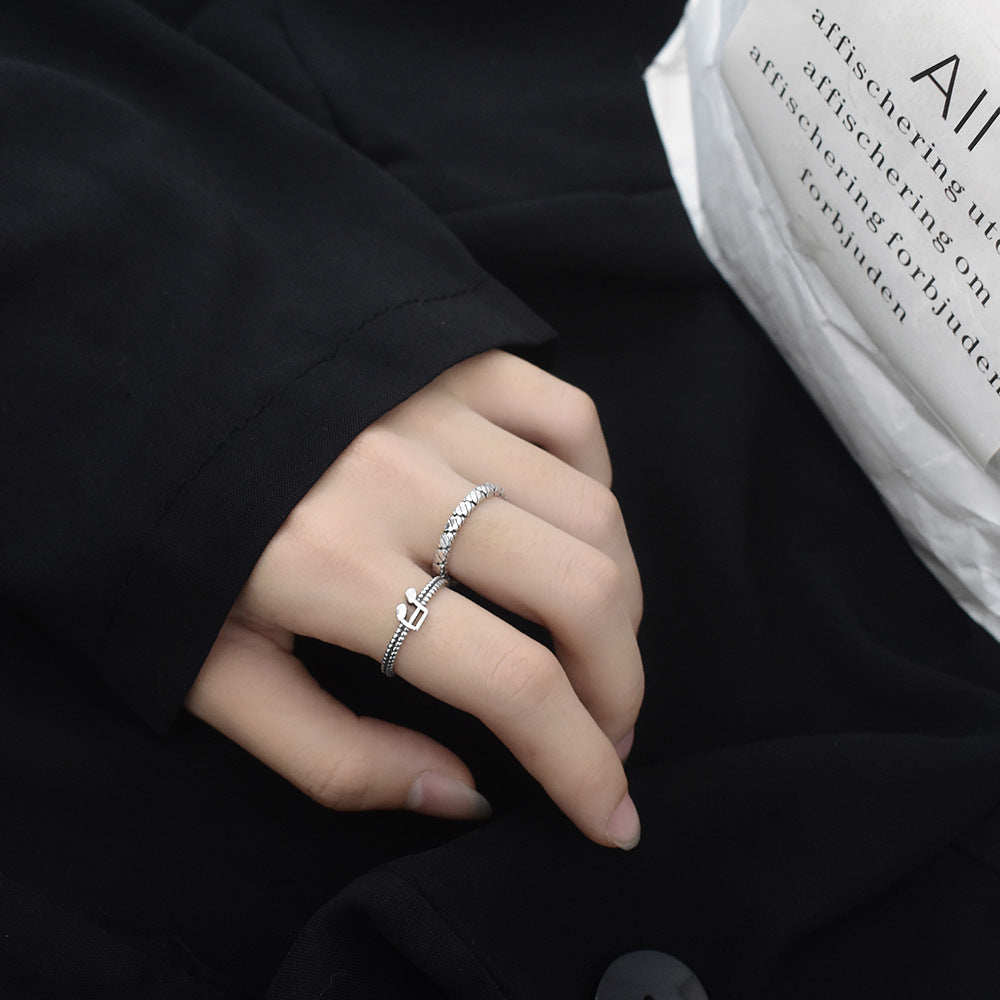 Womens Sterling Silver Musical Note Ring 925 Jewelry Gift For Her Retro Design Elegant Silver Jewelry Gift For