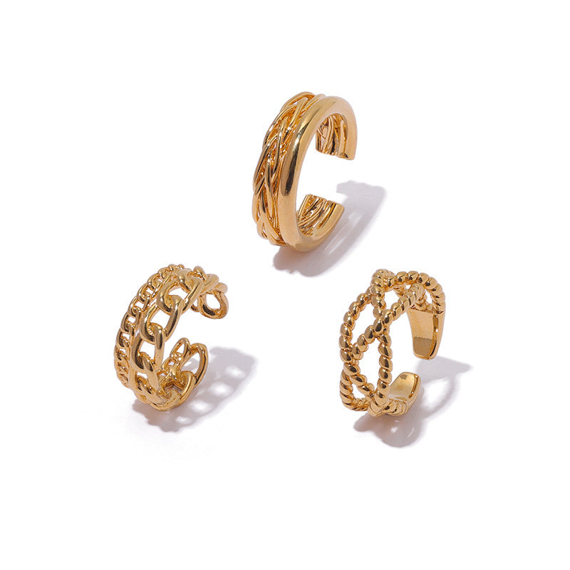 Adjustable Brass Ring Geometric Design European American Style Jewelry For Daily Womens Fashion Accessory Everyday