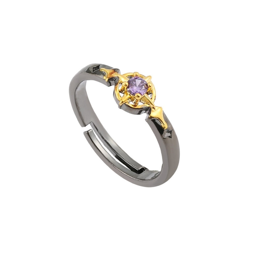 Anime Game Opening Ring Cosplay Jewelry Alloy Inlay Gem Semi Precious Stone Kaya Dadalia Abedo Ganyu Mona For Fans