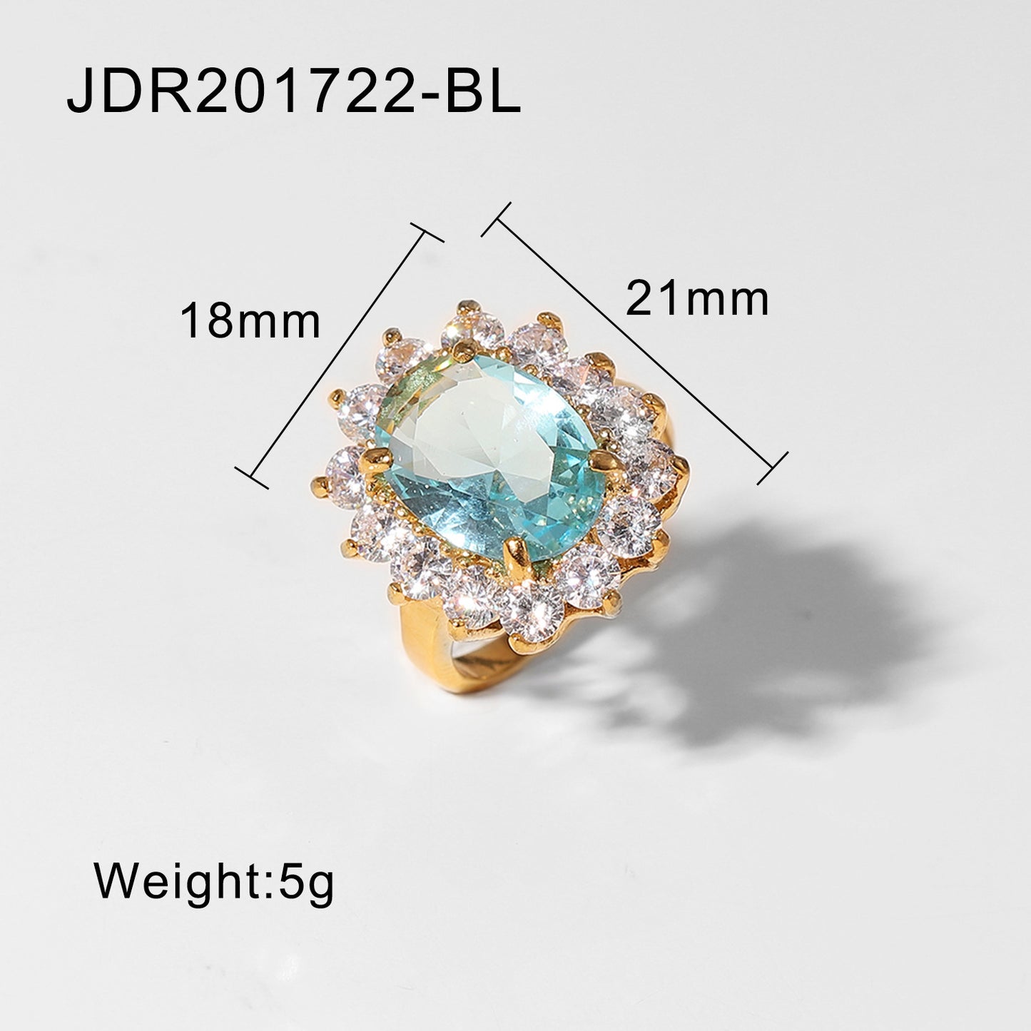 Womens Flower Ring Stainless Steel Zircon Inlay Oval Gem