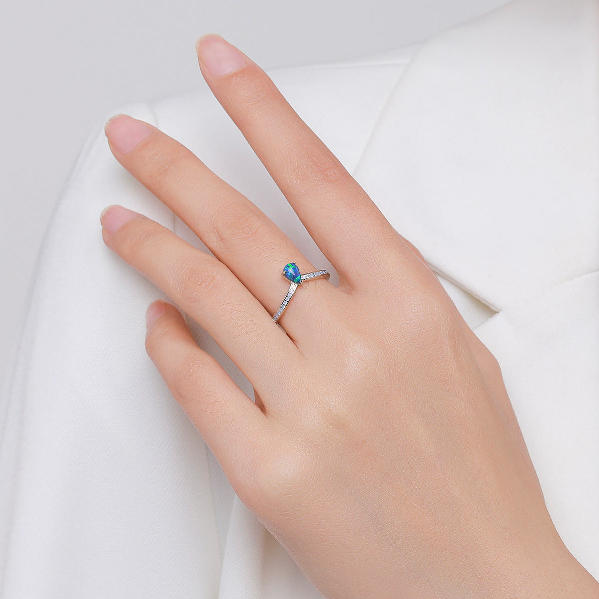 Womens Sterling Silver Inlaid Gemstone Ring Drop Shaped Dangle Jewelry 925 Silver Women Gift For Her Affordable Luxury