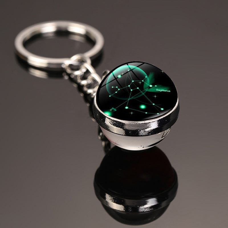 Zodiac Constellation Keychain With Glass Gemstone Alloy