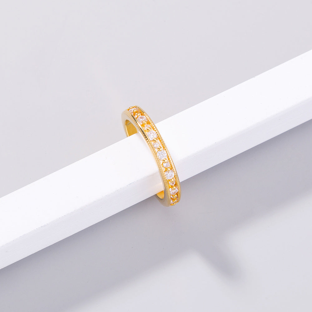 Adjustable Copper Zircon Ring Electroplated Micro Inlaid Design Jewelry for Women Trend Everyday Wear Style Now