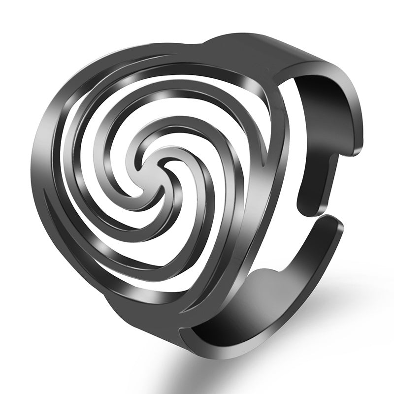 Womens Stainless Steel Flower Ring Adjustable Open Ring Polished Gold Black Jewelry Elegant Jewelry For Womens