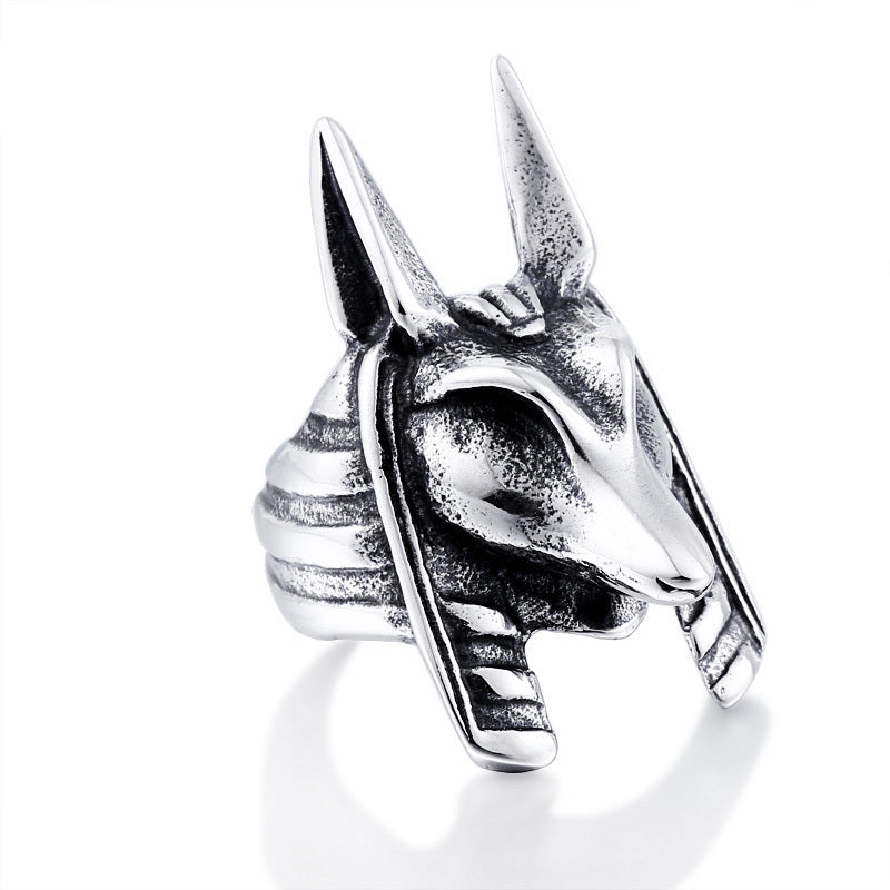 Men's Wolf Head Ring Stainless Steel Bold Retro Design For Men Fashion Accessories Durable Retro Style Jewelry