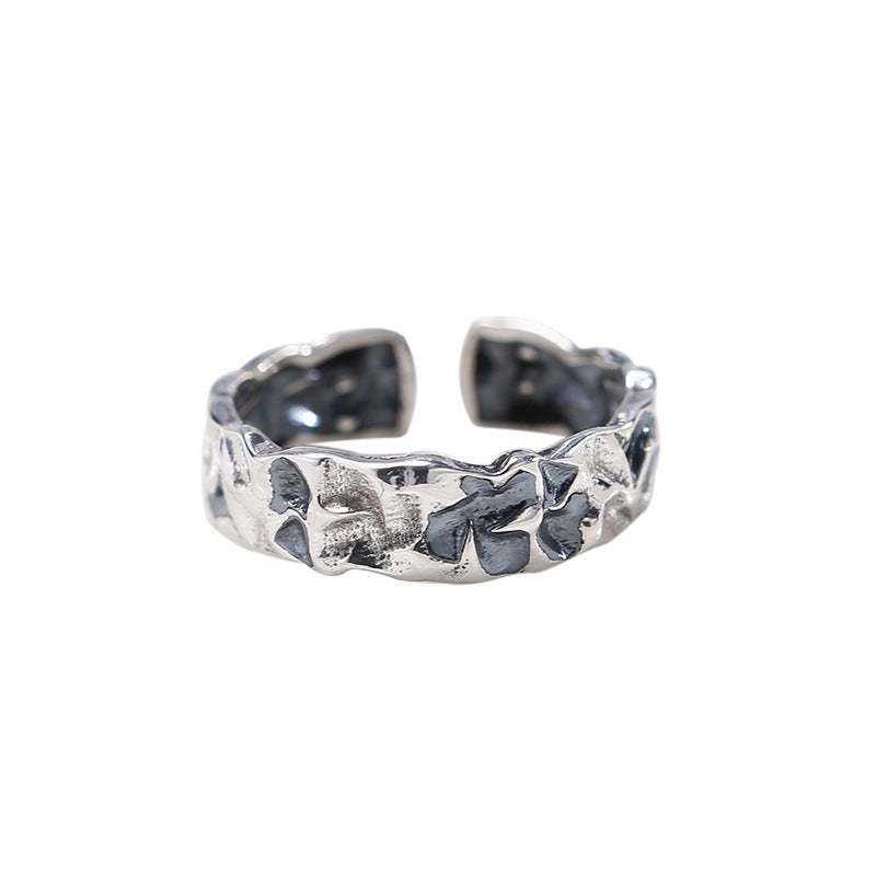 Sterling Silver Couple Ring for Men and Women S925 Matching Rings Retro Jewelry Adjustable Opening Bands Anniversary Gift Promise Rings Set