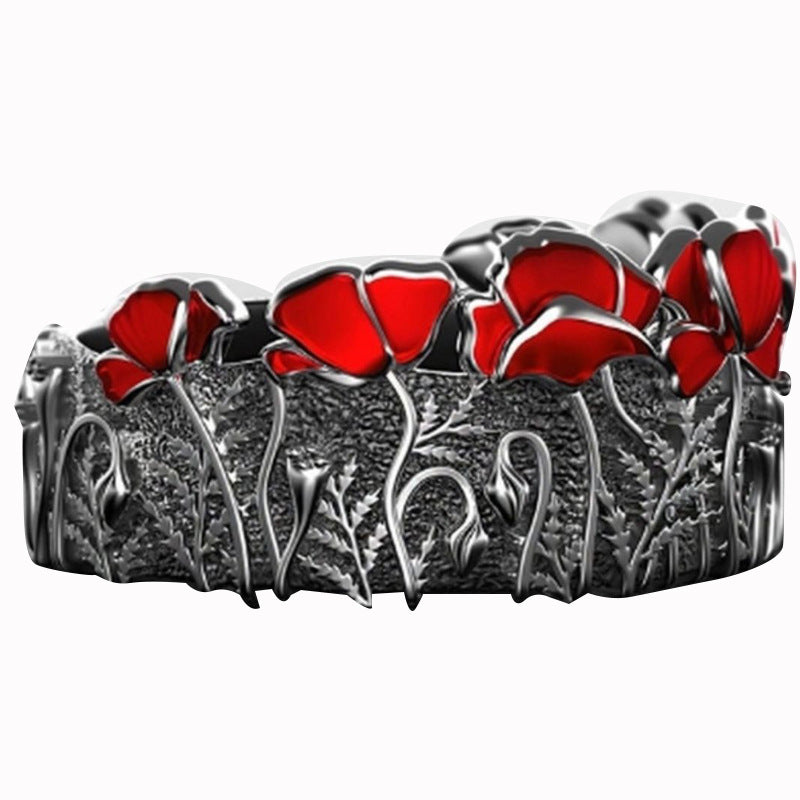 Vintage Flower Enamel Ring In Copper With Colorful Wreath Design Electroplated Jewelry Gift For Women Timeless