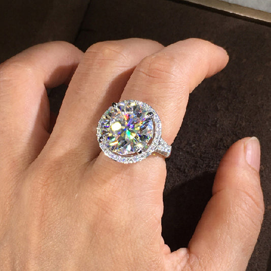 Womens Zircon Ring White Gold Plated Geometric Design Simulated Diamond Fashion Jewelry Gift For Everyday Wear