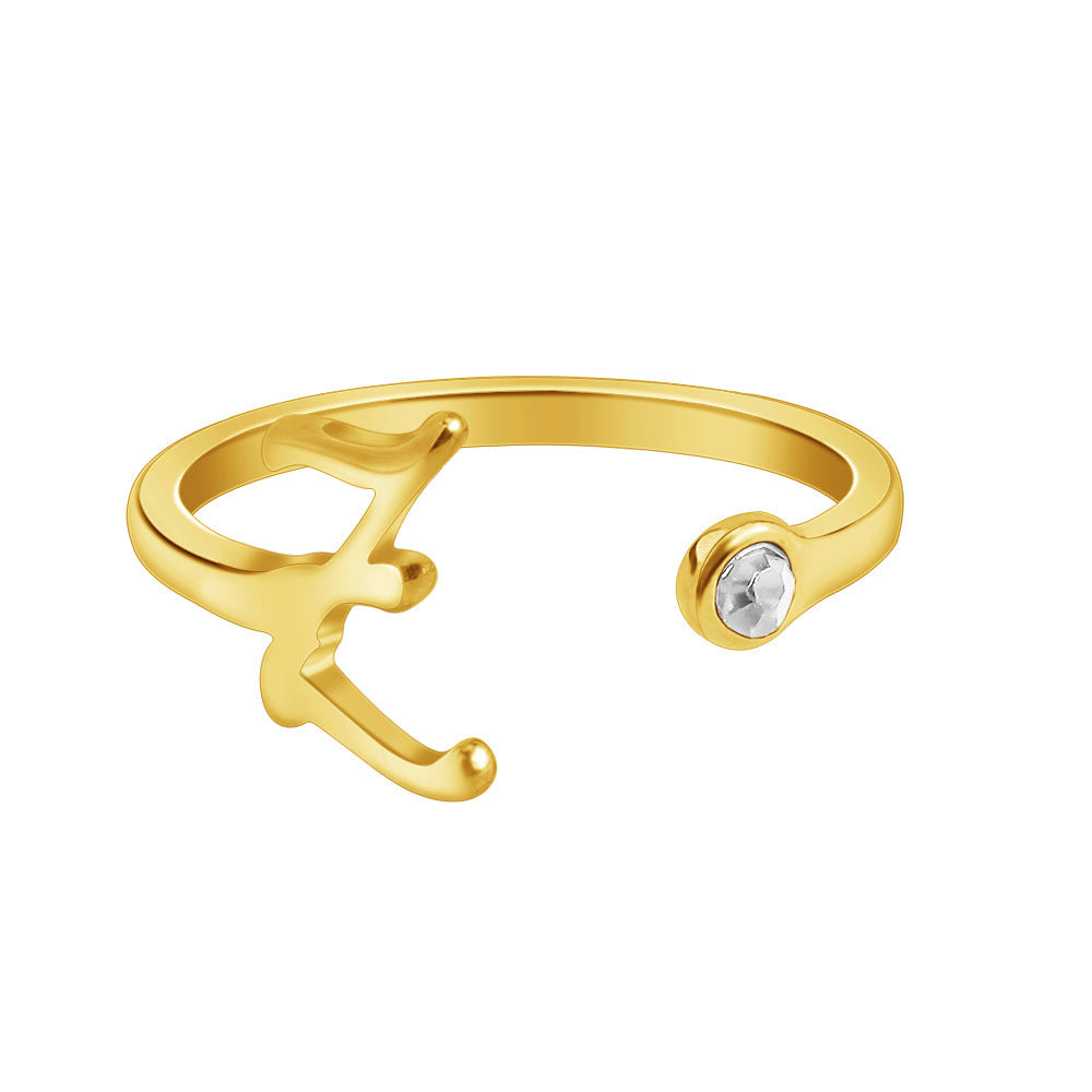 Womens Stainless Steel Initial Letter Ring With Diamond Accent Personalized Fashion Jewelry In Many Colors Now