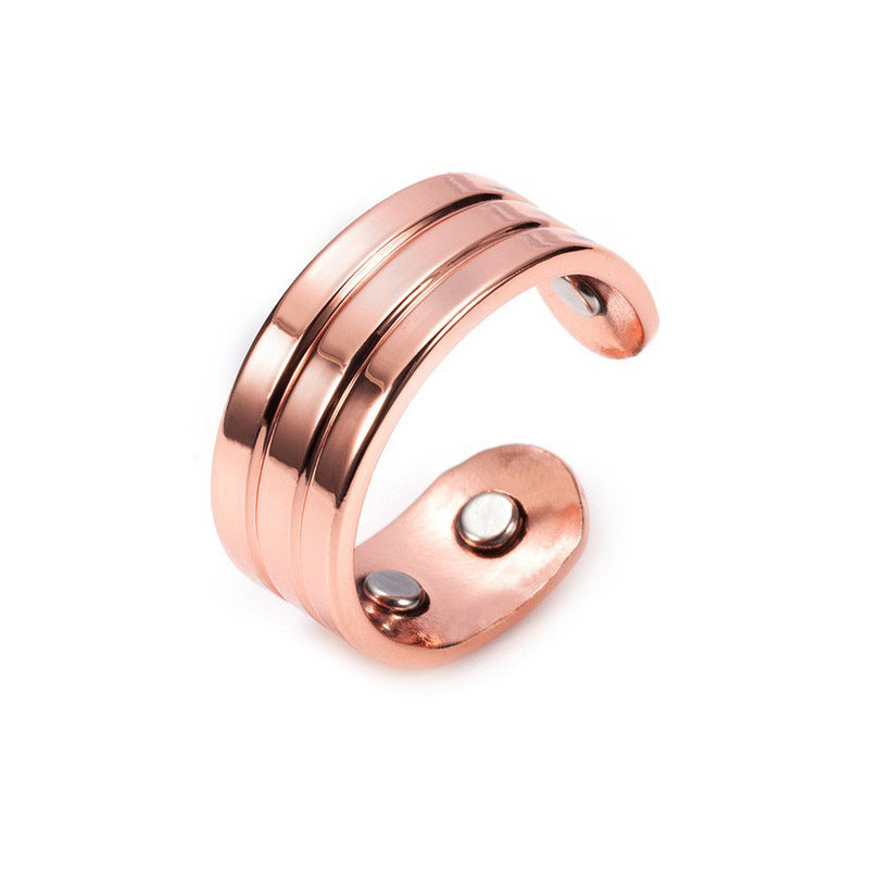 Copper Magnetic Ring Unisex Adjustable Opening Design Health Therapy Pain Relief Durable Ring For Women And Men