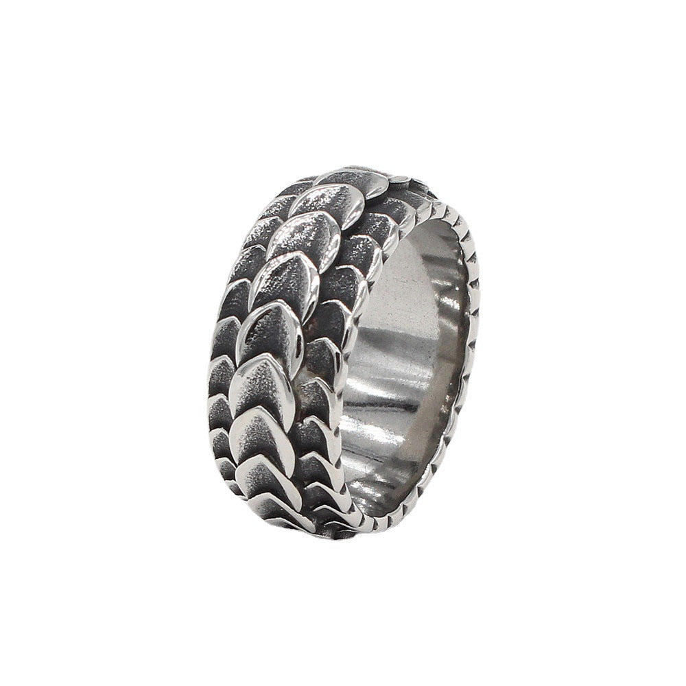 Mens Dragon Ring With Retro Titanium Steel Dragon Pattern Scale Domineering Statement Jewelry For Everyday Use
