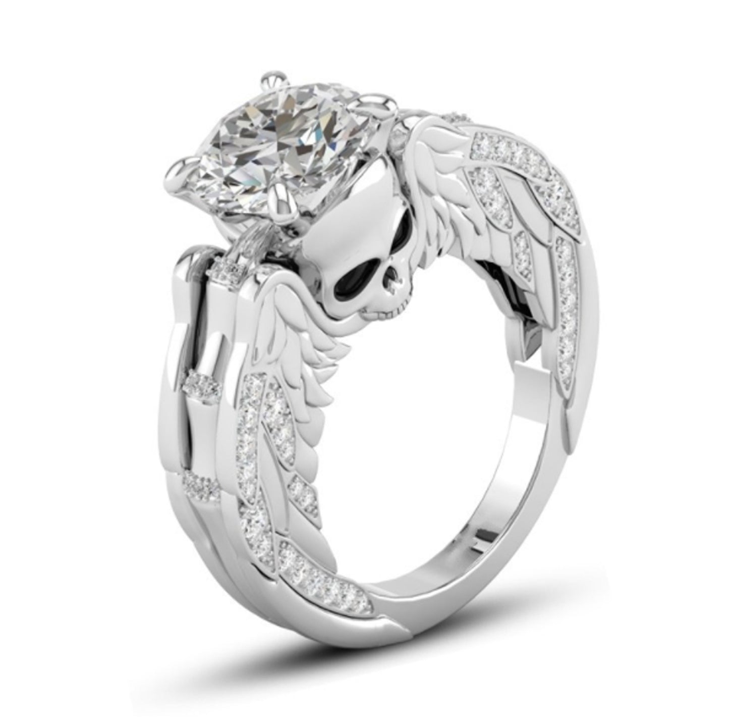 Womens Skull Ring Punk Skull Electroplated Copper Inlaid Gem Statement Jewelry Accessory European Durable Ring