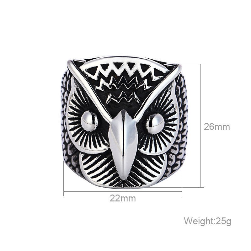 Womens Owl Ring Titanium Steel Stainless Jewelry Electroplate Durable Fashion Accessory For Everyday Wear Chic