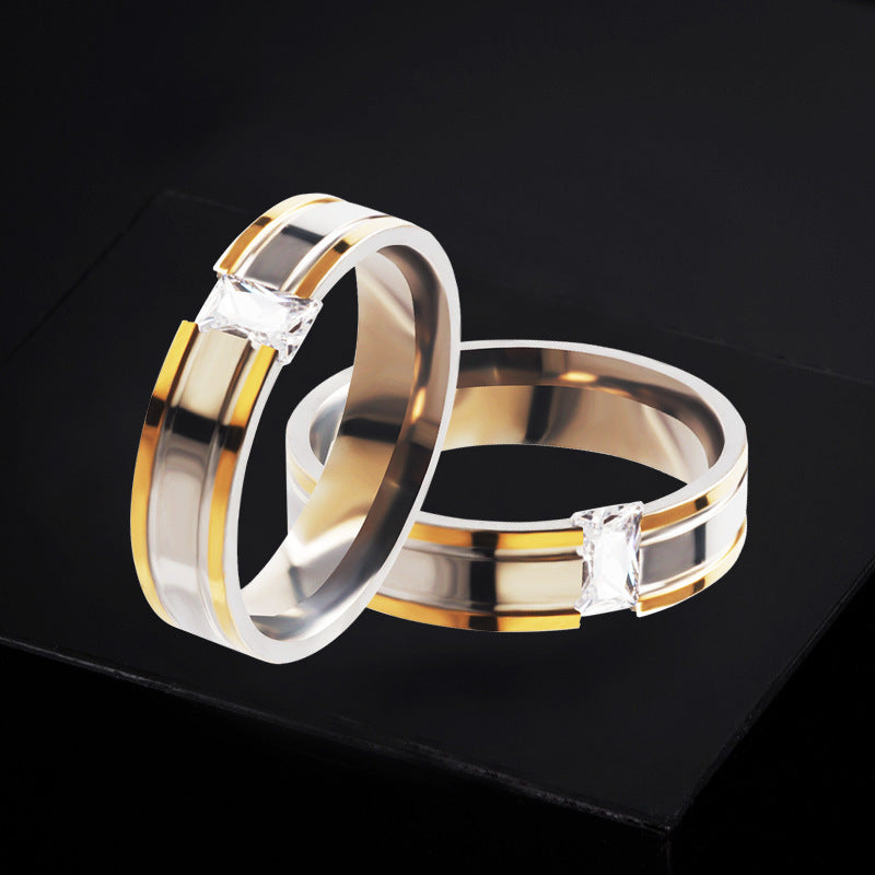 Unisex Stainless Steel Groove Ring With Zircon Inlaid Fashion Jewelry Band New Designs Statement Ring For All