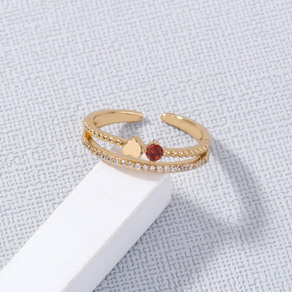 Unisex Zircon Ring Micro Set Index Finger Copper Ornamental Inlay Fashion Jewelry Gift Statement Ring Band Ring