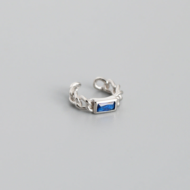 Women Non Pierced Ear Cuff Silver Chain Earring Diamond Accent Adjustable European American Fashion Jewelry Gift Ready