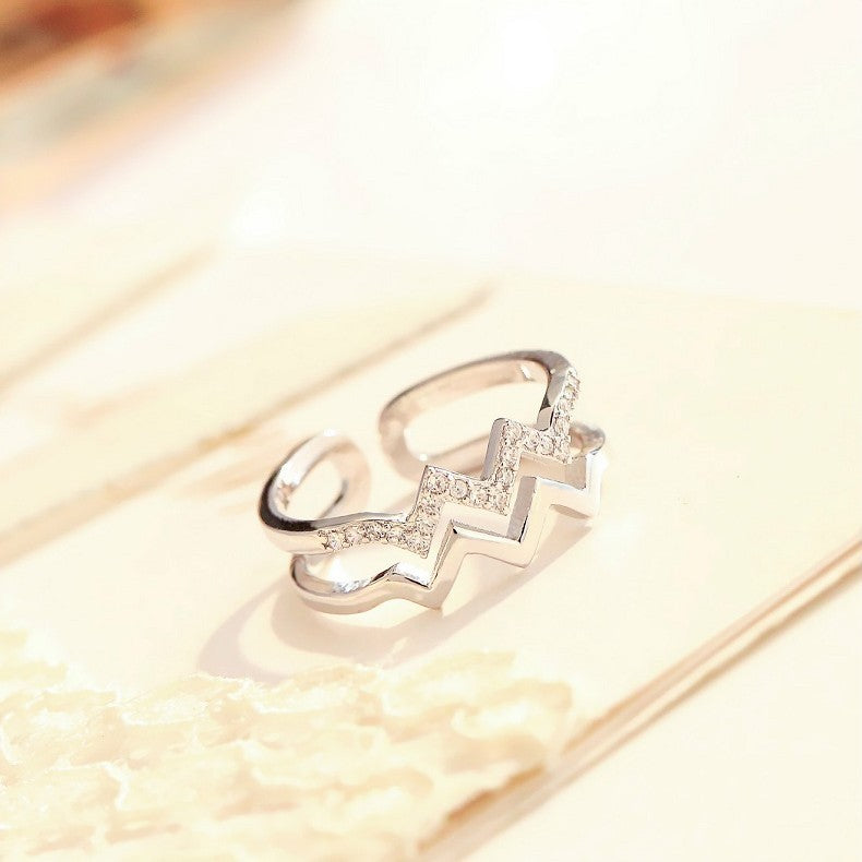 Adjustable Finger Ring With Multi Layer Winding Design Diamond Accent And Inlaid Artificial Gems For Daily Wear