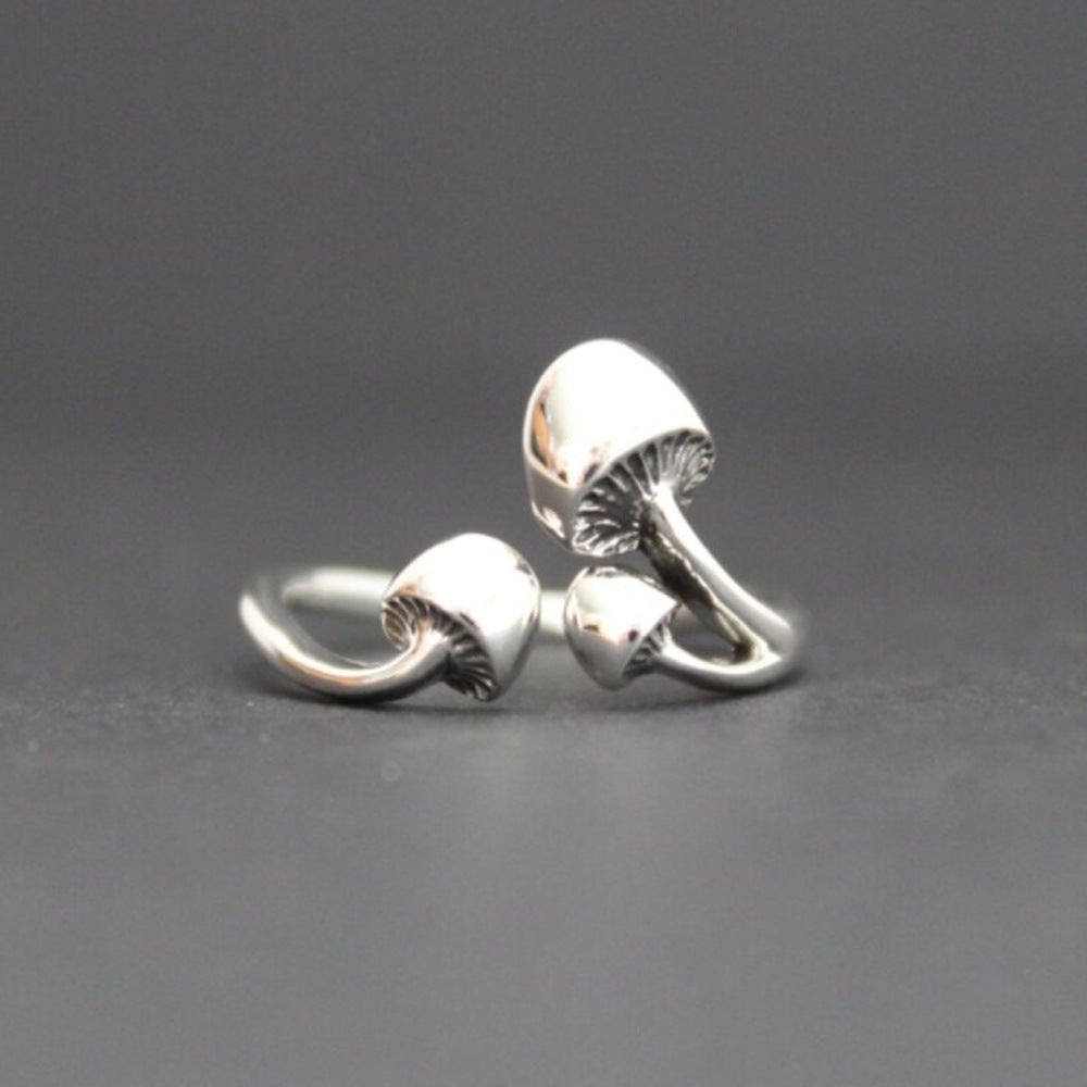 Adjustable Mushroom Design Alloy Silver Ring For Women Fashion Jewelry Trendy Accessory Gift For Her Daily Use