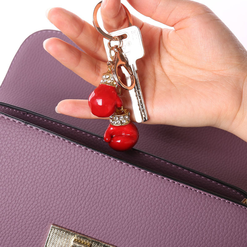 Boxing Gloves Keychain Metal Accessory For Backpacks And Bags Unique Keyring Gift For Women And Girls Sparkles
