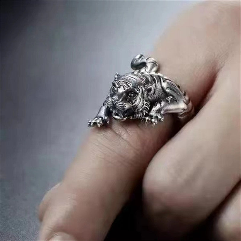 Year of the Tiger Ring Silver Plated Minimalist Electroplated Fashion Accessory Durable Modern Elegant Jewelry