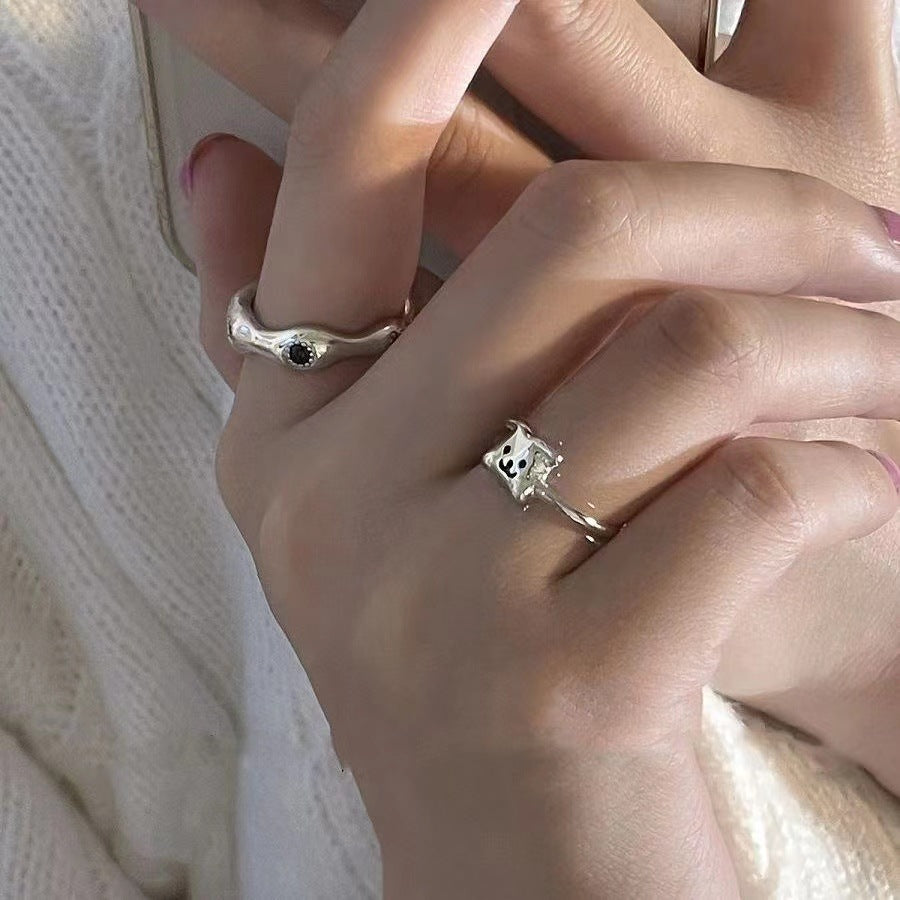 Unisex Alloy Open Ring Adjustable Electroplated Puppy Design Animal Zodiac Fashion Jewelry Gift Cute Alloy Open