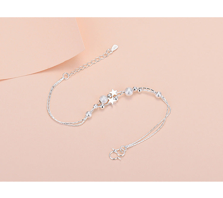 Planet Double Layer White Gold Plated Copper Bracelet Adjustable Chain Jewelry For Her Dainty Gift Set For All