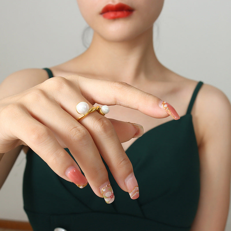 Women Titanium Steel Ring With Colorful Geometry Double Column Twist Design Fashion Jewelry Gift For Her Party