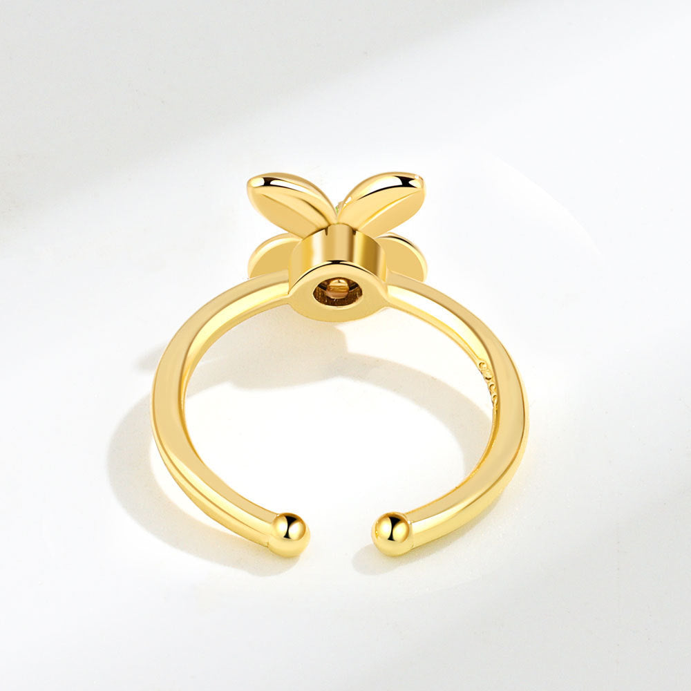 Womens Rotatable Spinner Ring Floral Copper Adjustable Fashion Jewelry Unique Design Statement Floral Pattern Detail