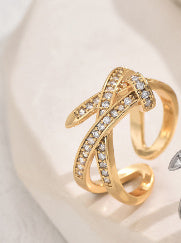 Womens Ring Water Drop Zircon Open Design Copper Plated Fashion Jewelry Elegant Statement Accessory Daily Wear