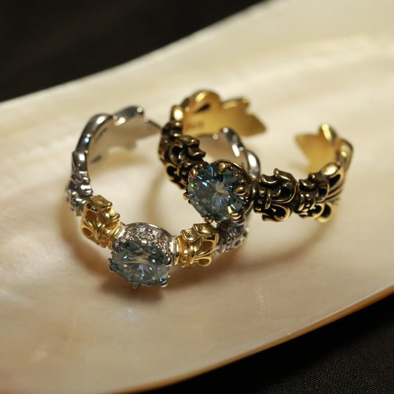 Copper Open Adjustable Ring With Geometric Flower Luce RetroVintage Style For Women Elegant Everyday Wear Chic