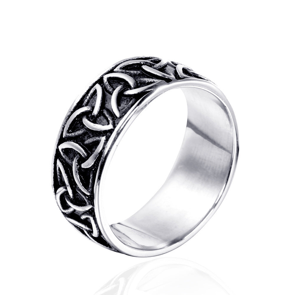 Mens Titanium Ring Geometric Design Polished Jewelry