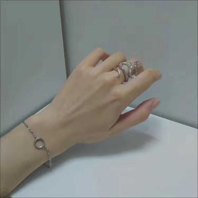 Womens Snake Ring Fashionable Platinum Alloy Ring Chic Serpent Pattern Ring Electroplating Finish Ring Polished Shine