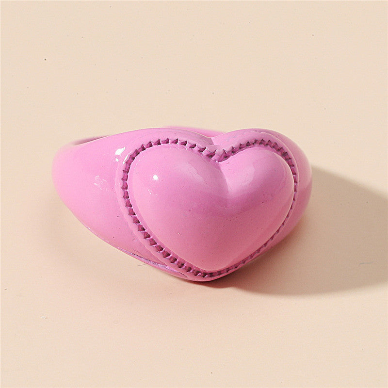 Adjustable Heart Ring For Women Alloy Chic Heart Shaped Jewelry Ring Daily Wear Gift For Her Trendy Everyday Jewelry