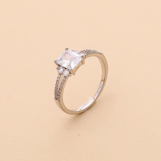 Womens Titanium Steel Ring With Rhinestones Silver Casual Minimalist Jewelry For Everyday Wear Great Gift Idea