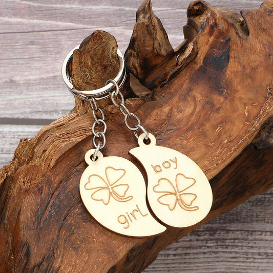 Wooden Couple Keychain Set Perfect Matching Keychains for Him and Her Valentines Day Gift for Couples Gift Now