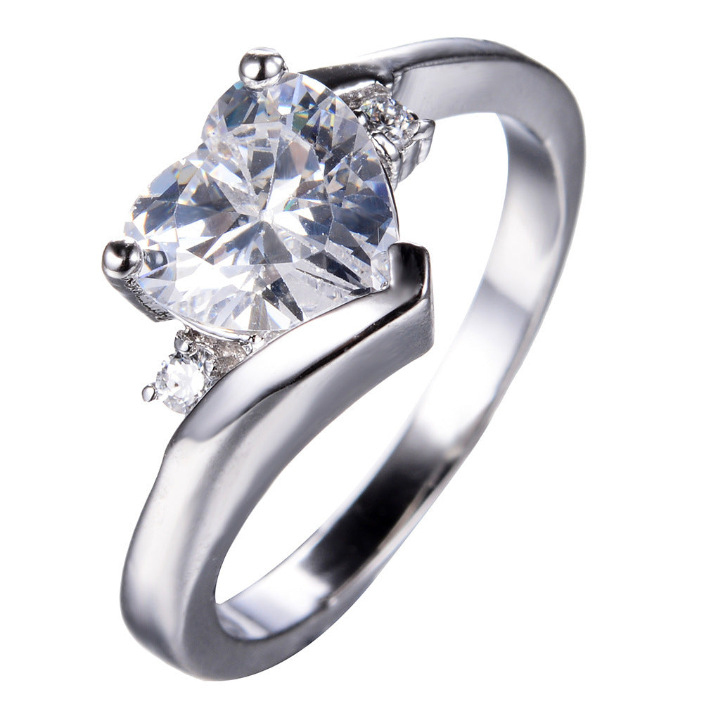 Aqua Blue Ring Gilded Gold Plated Copper With Inlaid Gemstones Love Ring Elegant Fashion Jewelry Gift For Her