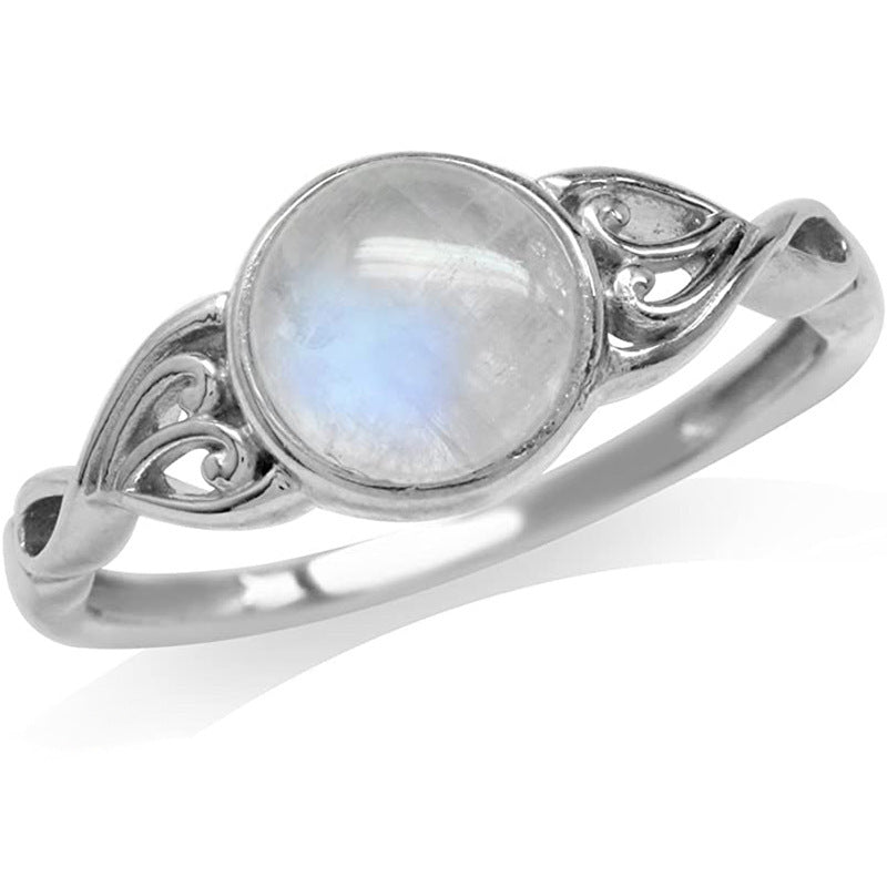 Moonstone Ring Elegant Titanium Steel Geometric Pattern Irregular Design Jewelry Durable Statement Band For Men Women