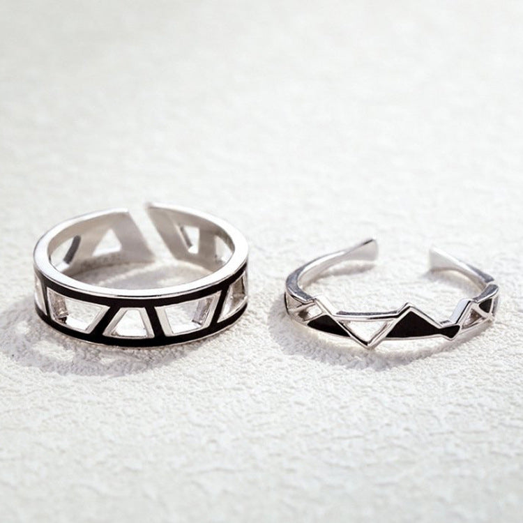 Adjustable Couple Rings Silver Plated Geometric Lovers Promise Wedding Band Set For Him And Her Gift Ready Now Today