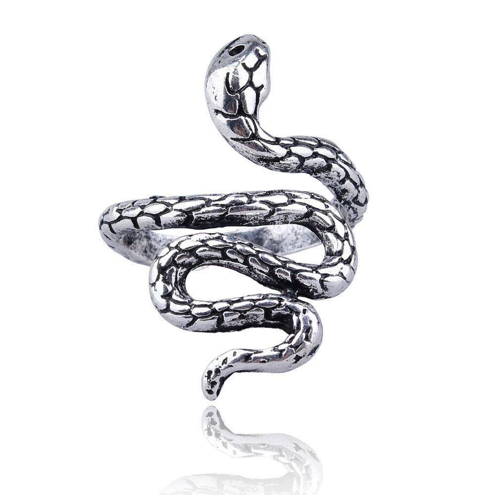 Adjustable Snake Ring Unisex Zodiac Animal Design Retro Metal Ring Punk Style Ring For Men And Women Unisex Zodiac