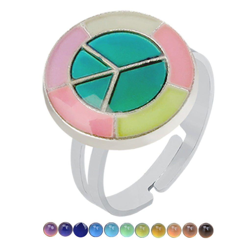 Gold Plated Adjustable Ring With Reactive Color Changing Heart And Fluorescent Edge Glow For Women Night Glows