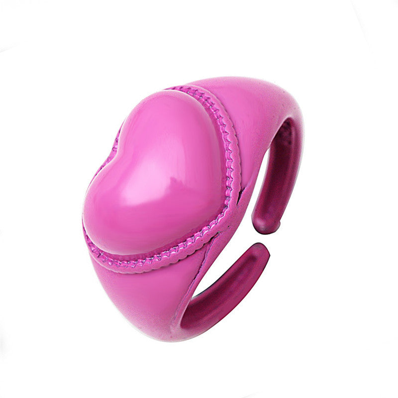 Adjustable Heart Ring For Women Alloy Chic Heart Shaped Jewelry Ring Daily Wear Gift For Her Trendy Everyday Jewelry