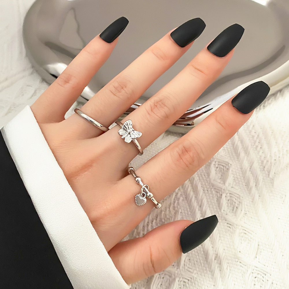 Butterflies Ring Set 22 Piece Geometric Alloy Rings Electroplating And Environmentally Friendly Color Retention