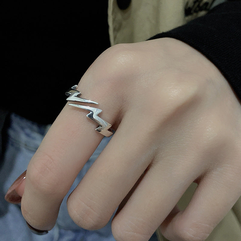 Silver Lightning Ring For Women And Girls Thin Band Design Everyday Wear Lightning Bolt Jewelry For Daily Wear
