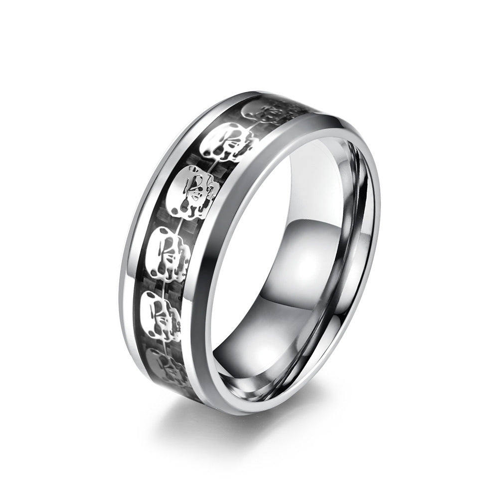 Carbon Fiber Skull Ring For Men Unisex Trendy Jewelry Titanium Steel Band With Geometric Shape And Bold Style XL