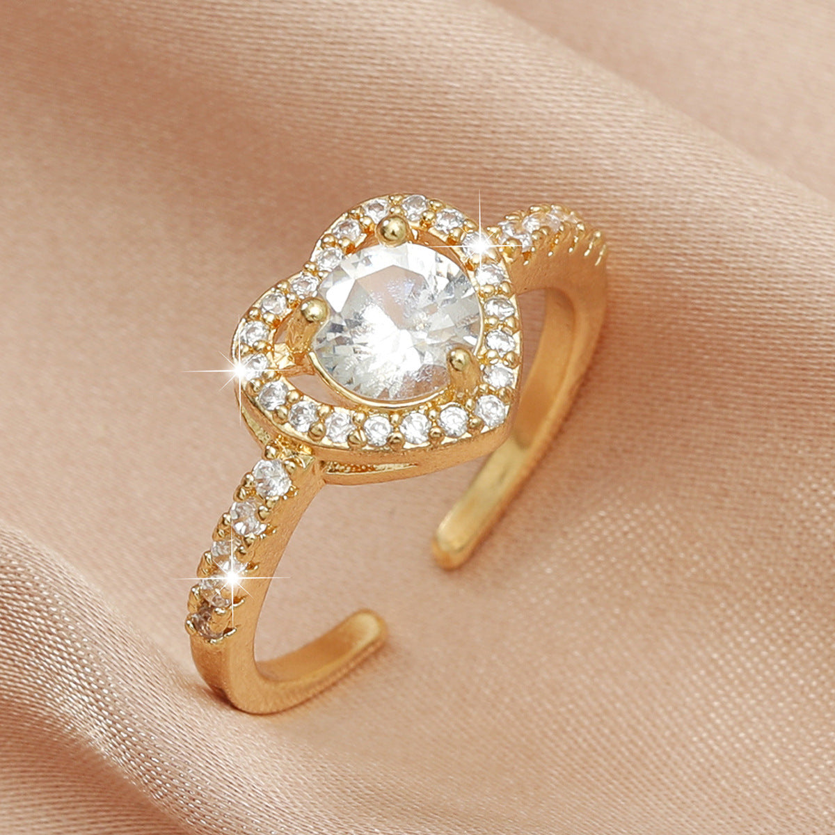 Adjustable Copper Geometric Ring With Diamond Inlay Retro Love Ring For Women Alloy Gemstone Jewelry Gift Statement