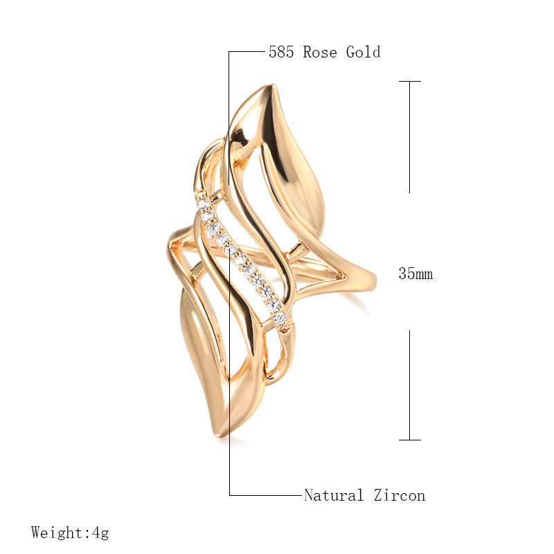 Zircon Rose Gold Hollow Flame Ring For Women Elegant Fashion Jewelry Accessory Sparkling Everyday Wear Statement