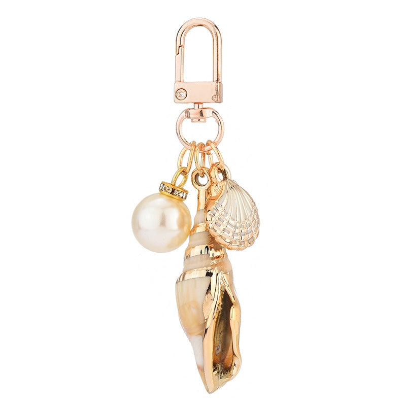 Resin Conch Keychain With Tassel Key Ring Stylish Cartoon Key Pendant Metal Hanger Unique Accessory For Men And Women